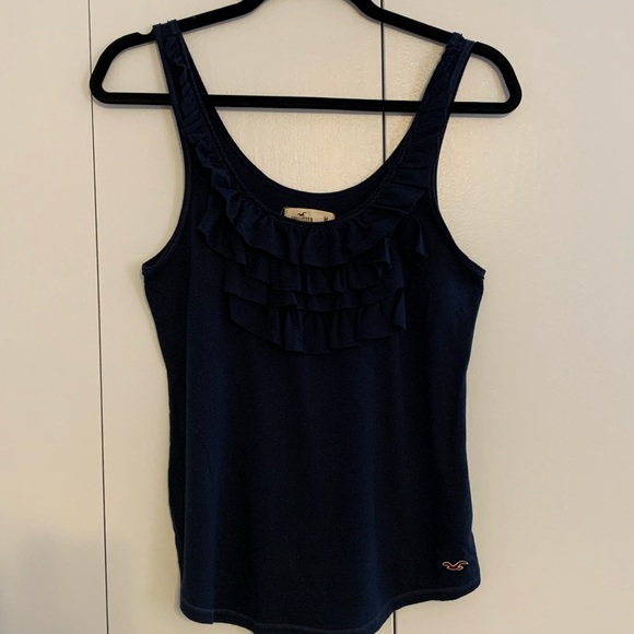 Hollister Tops - Navy Ruffled Tank